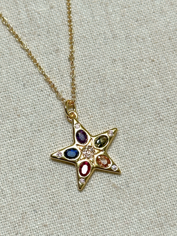 Multicolor Crystal Star Pendant Necklace