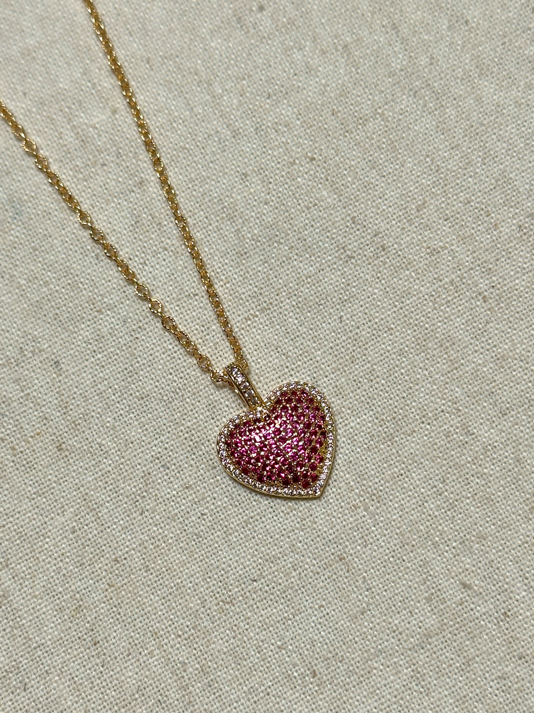 Crimson Heart Micro Zircon Pendant Necklace