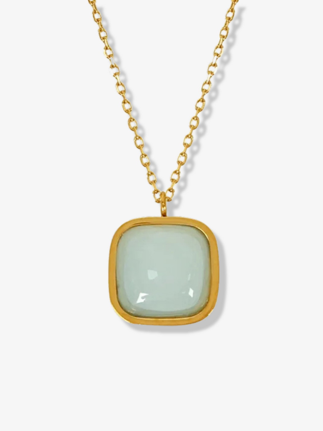 Liesel Jade Square Pendant Necklace & Earring Set