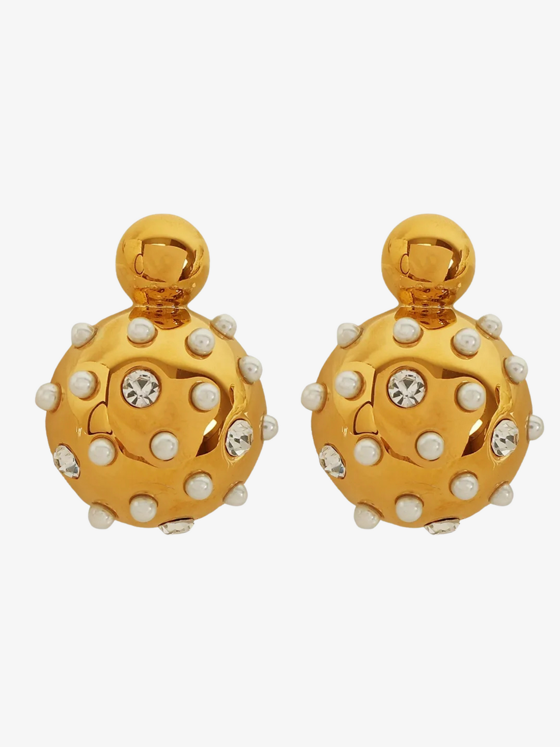 Juna Round Drop Earrings with Pearls and Rhinestones