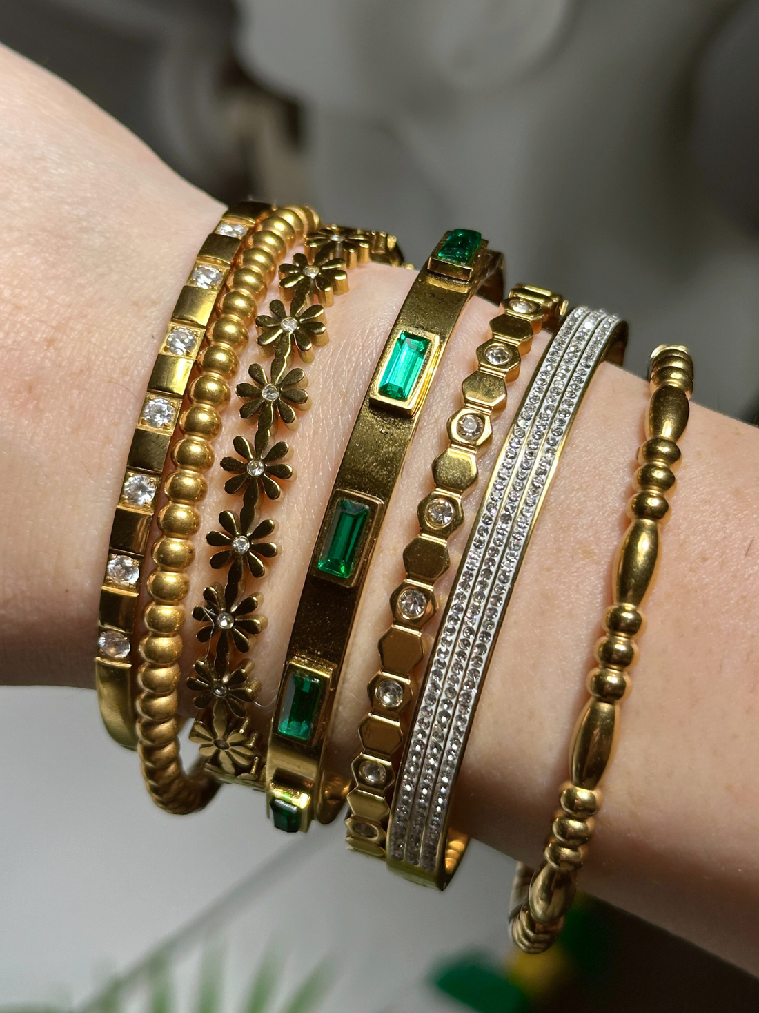 Elysia Green Crystal Bangle