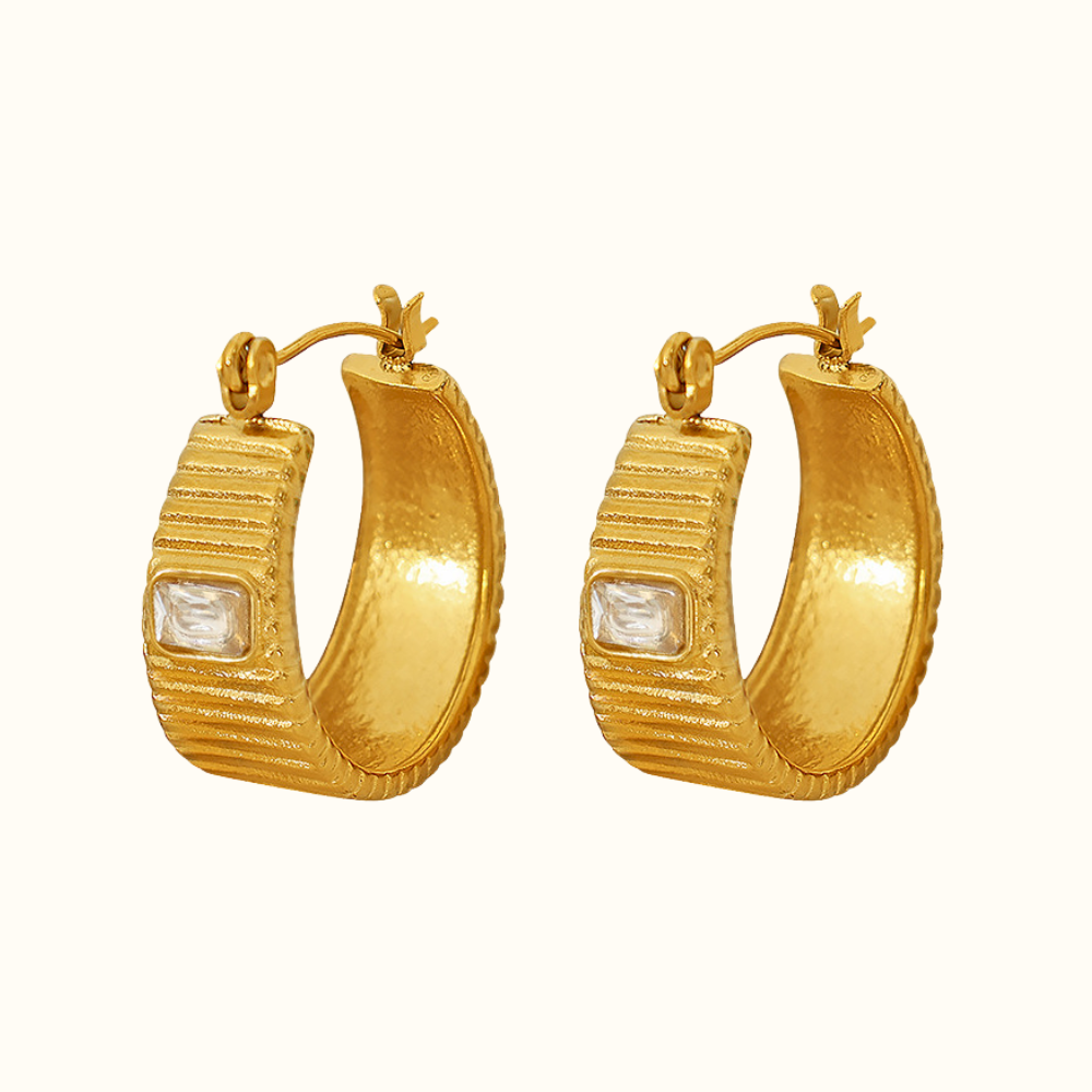 Marlena Threaded Stone Hoops