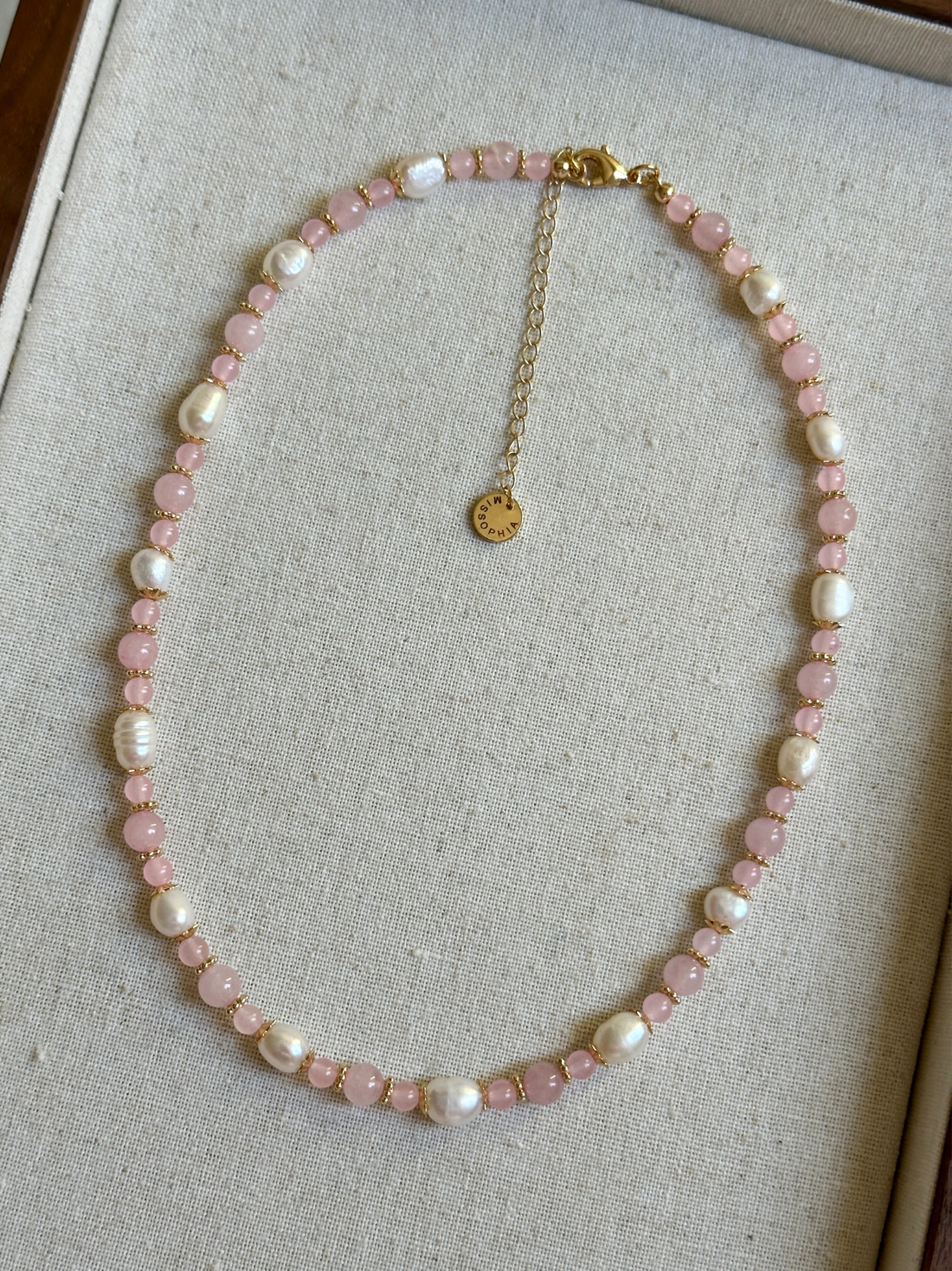 Lainey Pink Quartz & Pearl Pearl Necklace