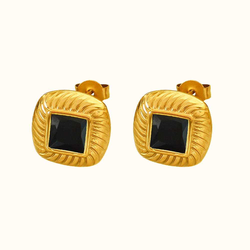Mckinley Square Glass Stud Earrings