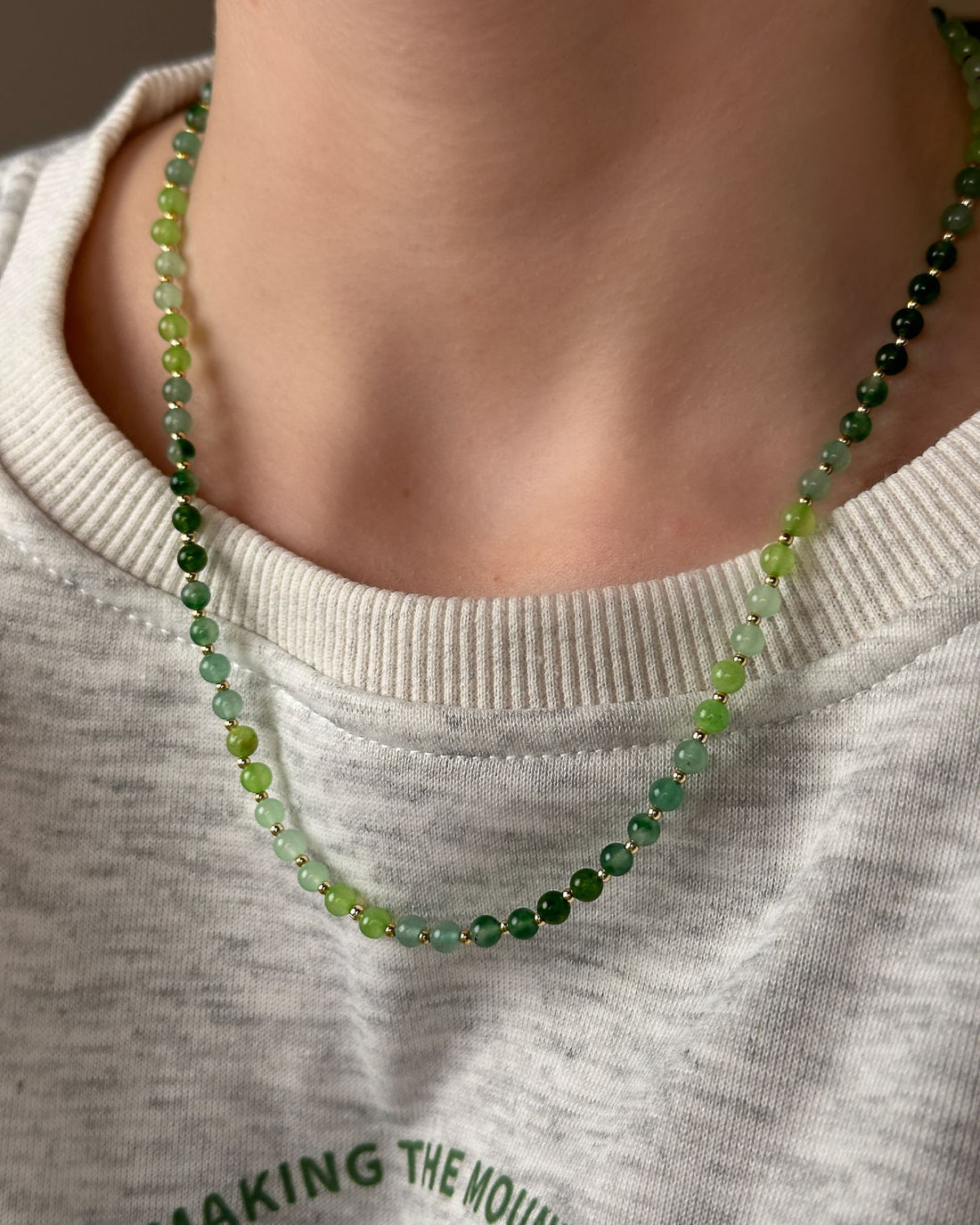 Daphney Gradient Green Natural Stone Necklace