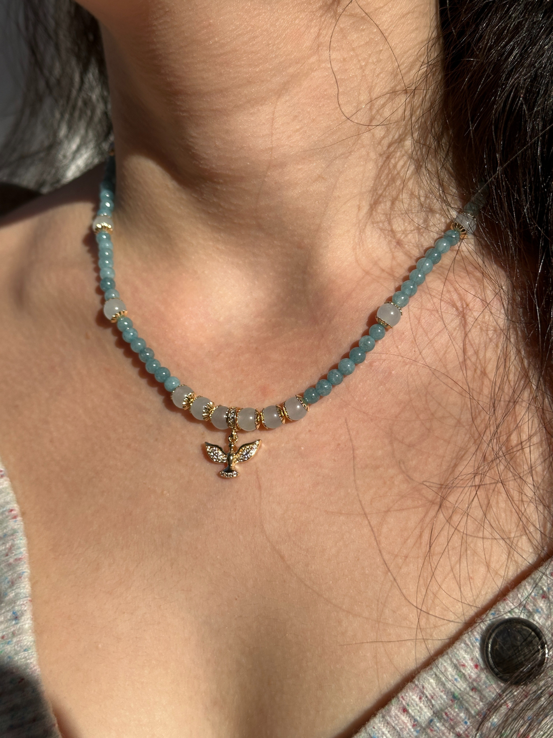 Hallie Minimal Aquamarine  Necklace