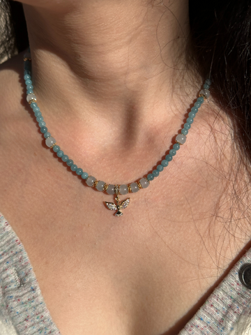 Hallie Minimal Aquamarine  Necklace