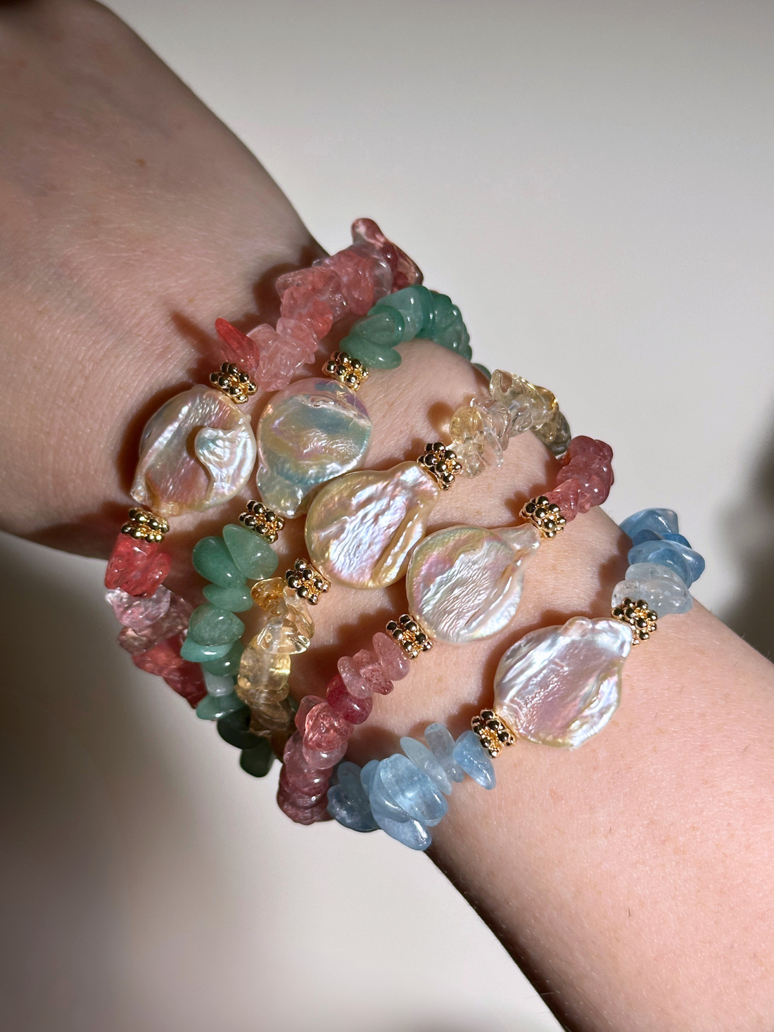 Irregular Gemstone & Baroque Pearl Bracelet