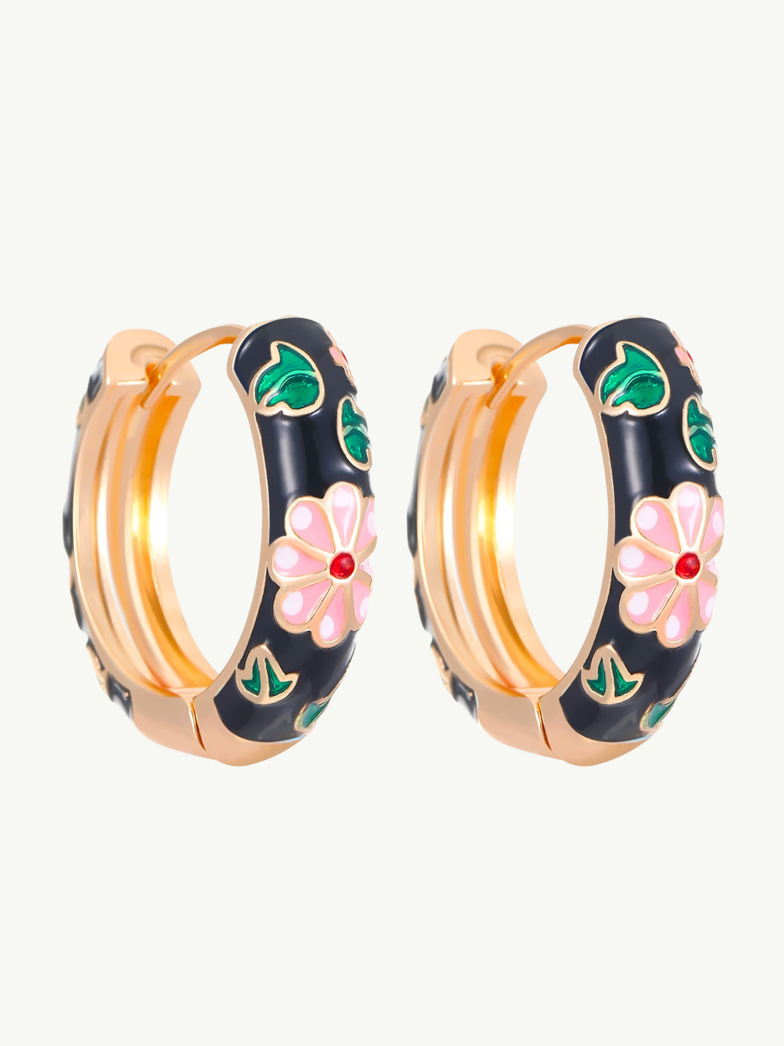 Dulce Enamel Floral Hoop Earrings