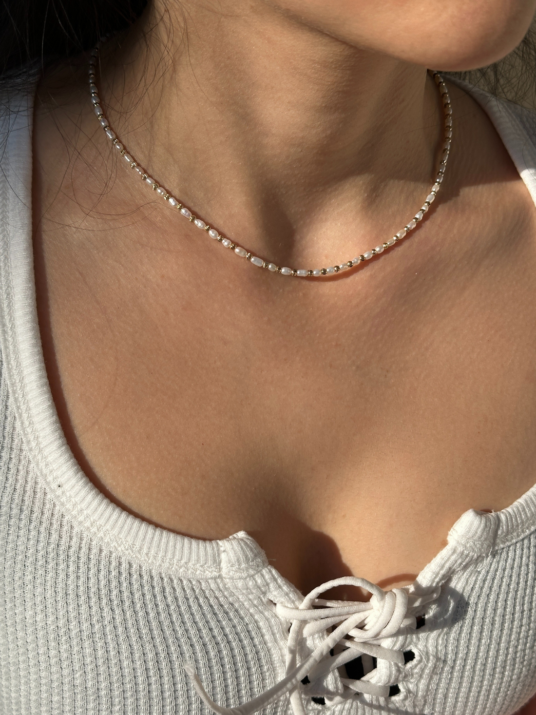 Lunaria Minimal Freshwater Pearl Necklace