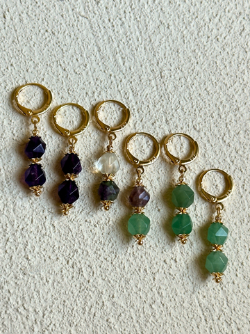 Leona Faceted Gemstone Drop Earrings
