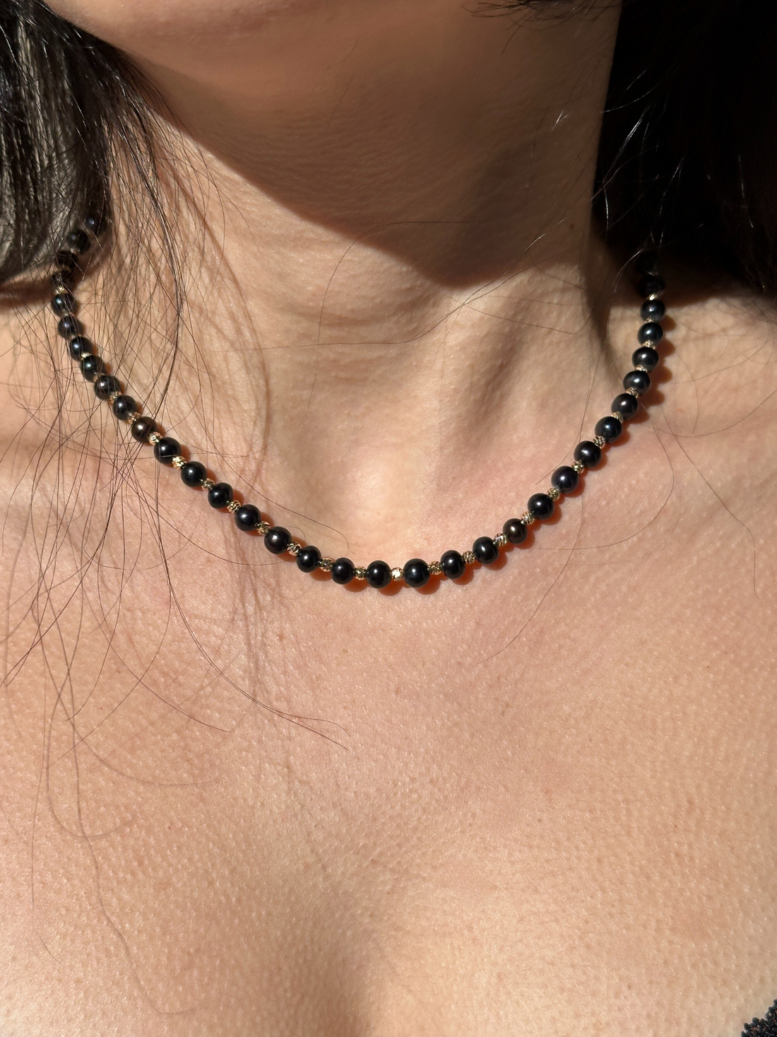 Freya Black Freshwater Pearl Necklace