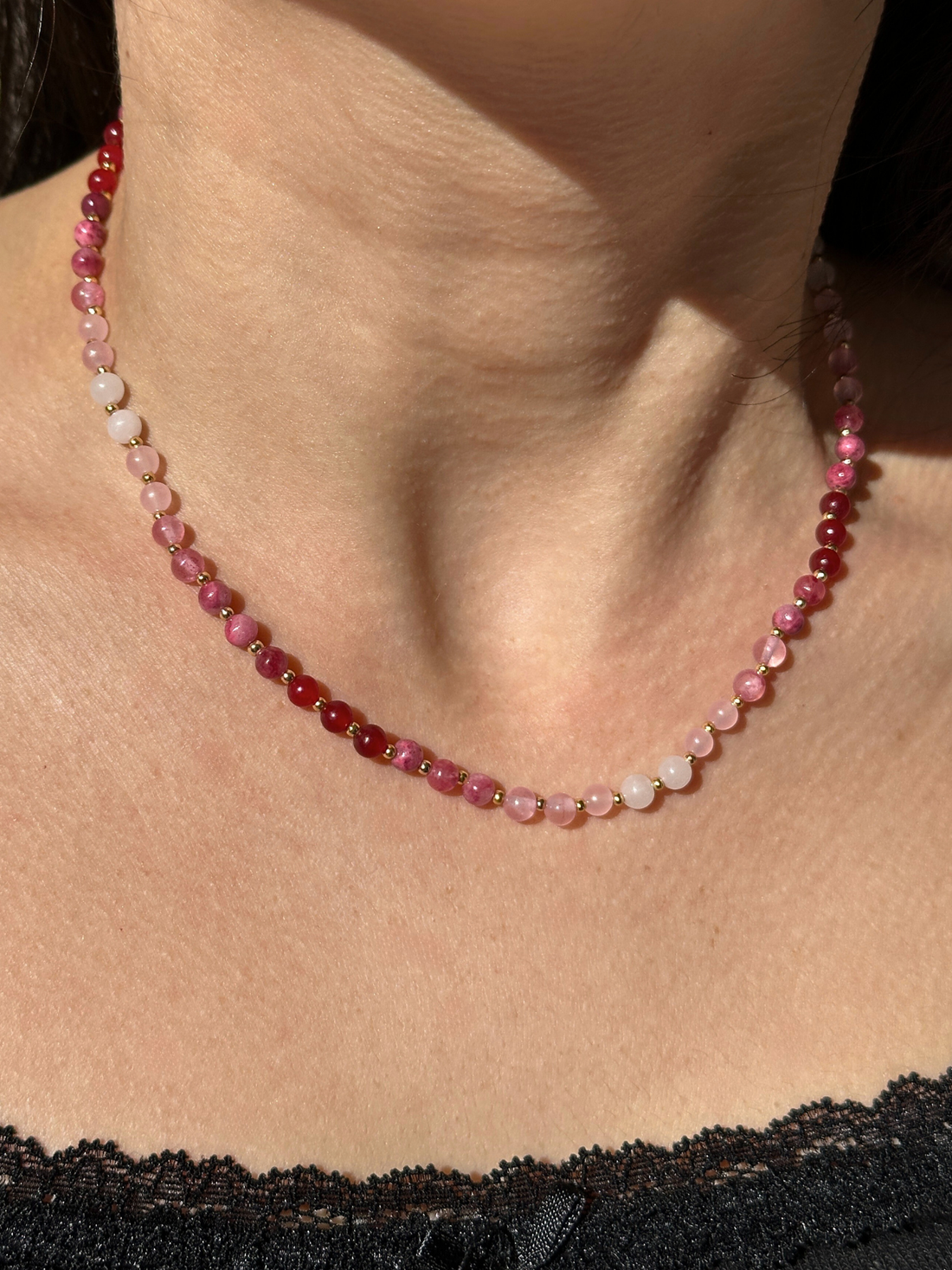 Daphney Gradient Red Natural Stone Necklace