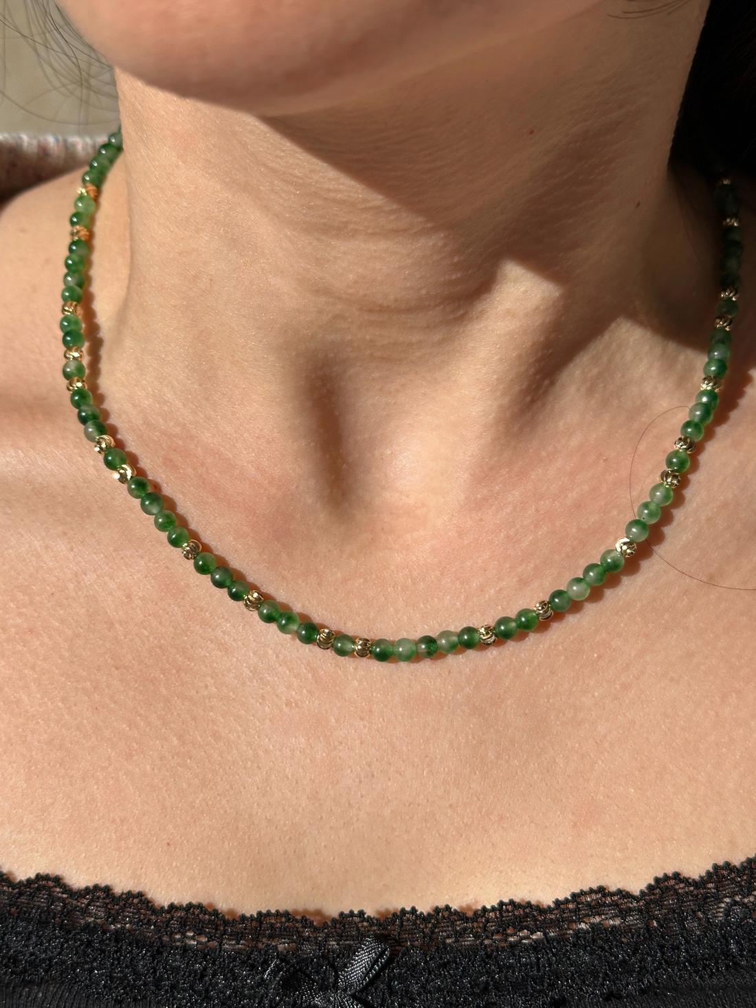 Baylee Green Chalcedony Beaded Necklace