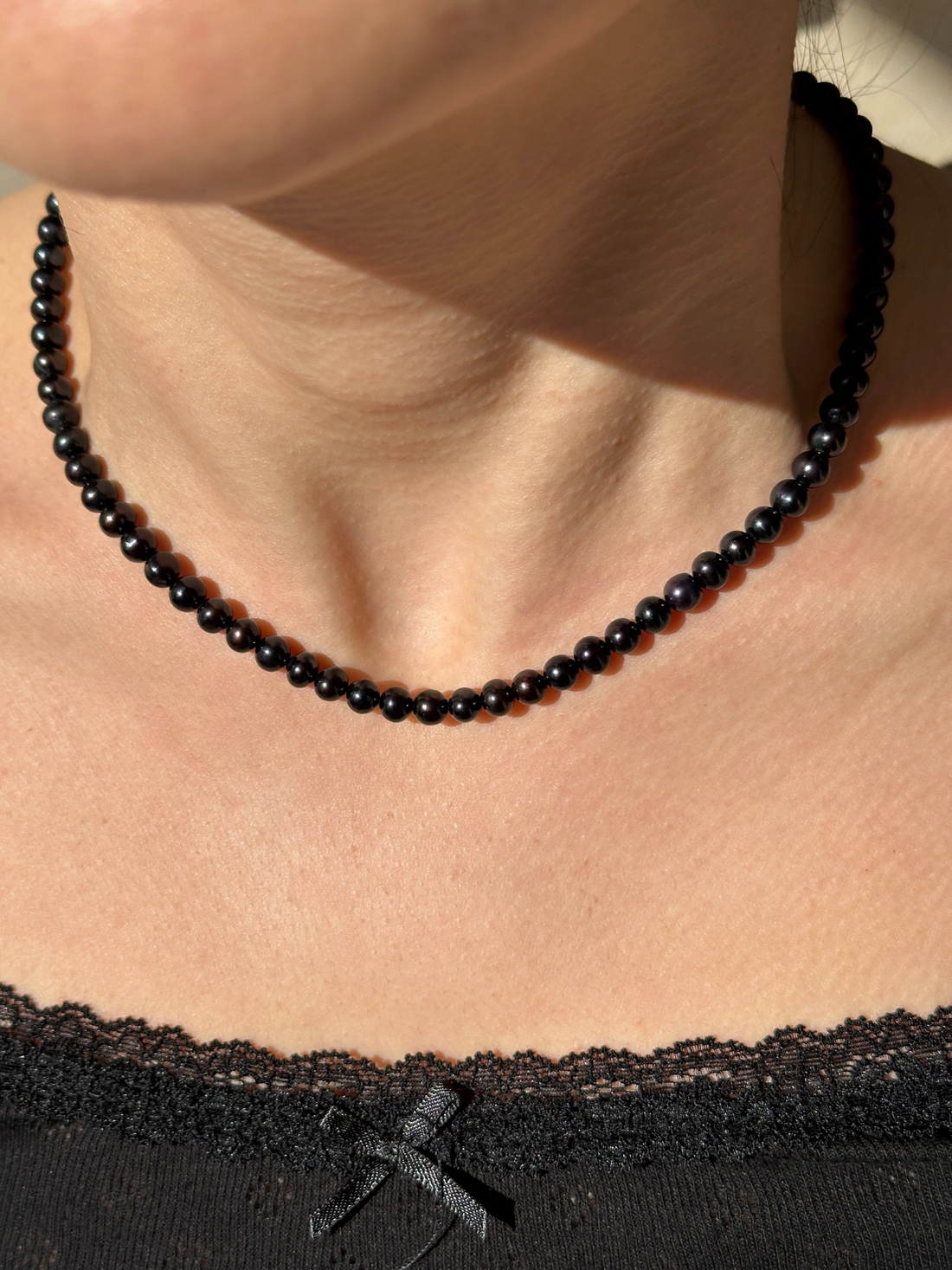 Sylvie Black Freshwater Pearl Necklace