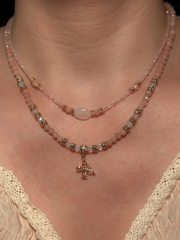 Leena Pink Quartz & Morganite Necklace