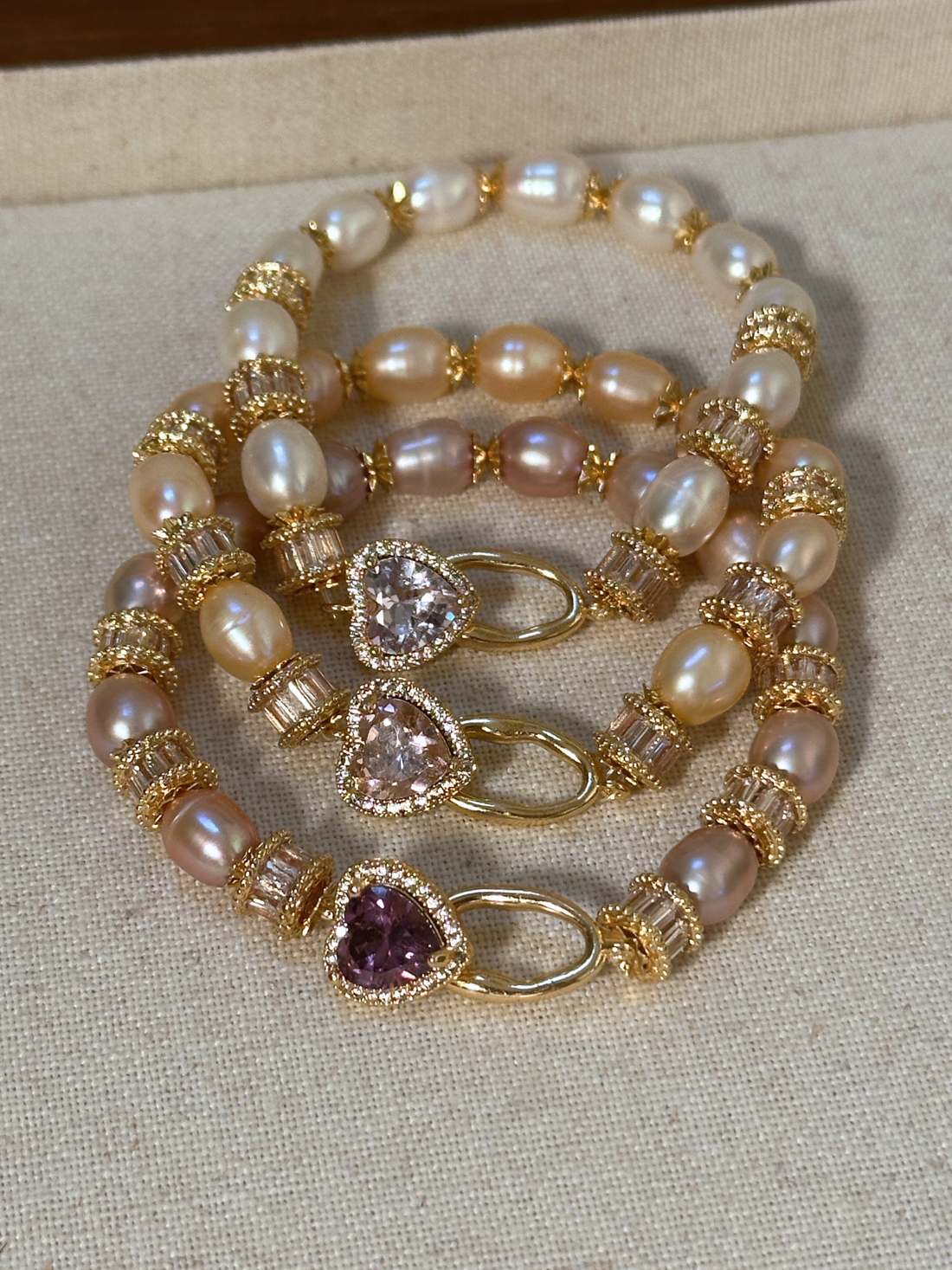 Milla Heart Zircon Freshwater Pearl Bracelet