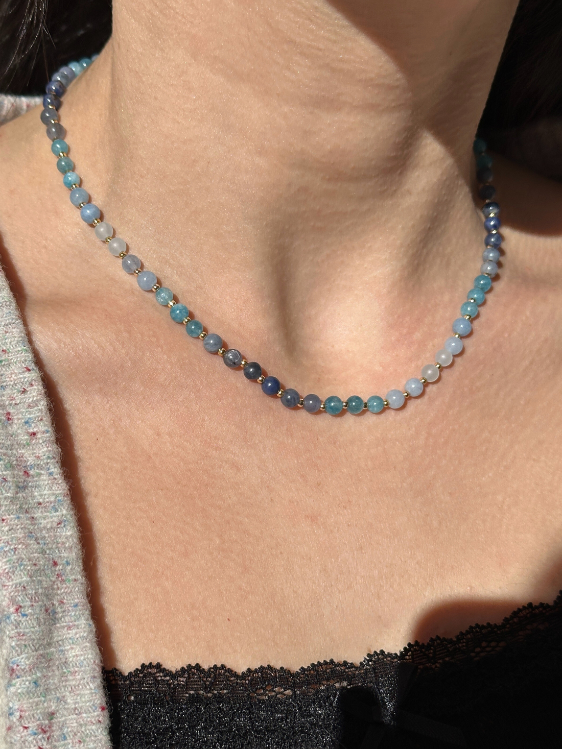 Daphney Gradient Blue Natural Stone Necklace