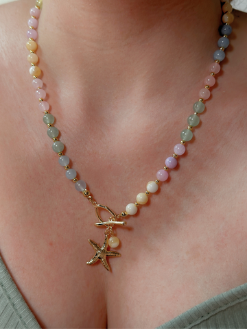 Starfish Charm Pastel Gemstone Necklace