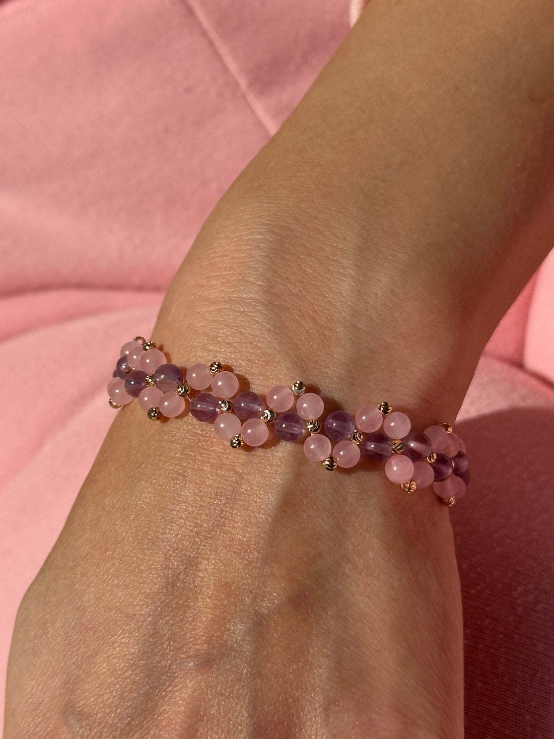 Devin Pink Quartz & Amethyst Bracelet