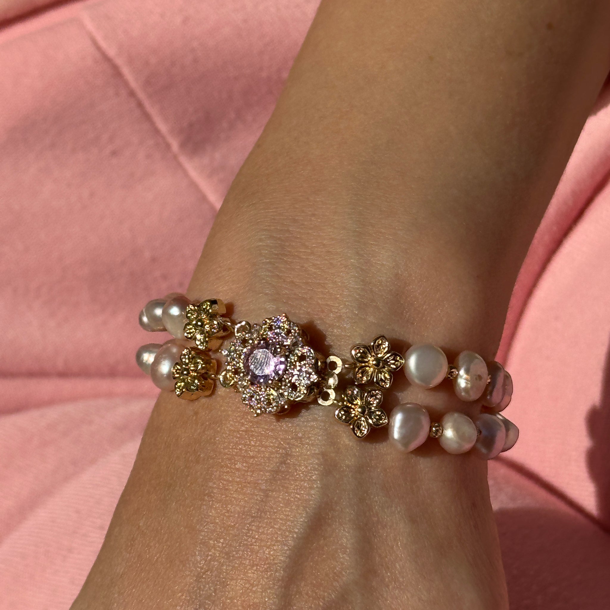 Milan Pink Pearl Zircon Bracelet