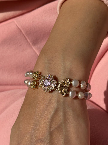 Milan Pink Pearl Zircon Bracelet