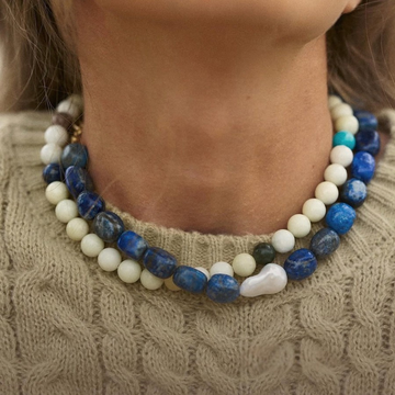 Mirabel Lapis Pearl Clavicle Necklace
