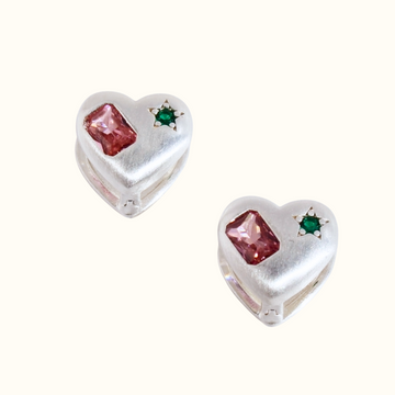 Sunday Pink Zircon Heart Earrings