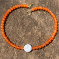 Arlyn Orange Stone Pearl Necklace - Necklace (43cm) [4UEOFEC0]