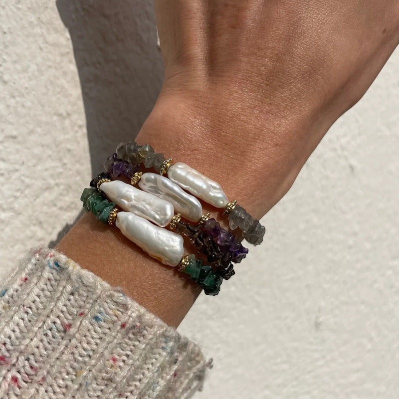 Irregular Gemstone & Baroque Pearl Bracelet