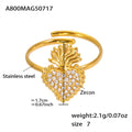 Andee Zircon Stacked Ring - Gold Plain Heart Ring [AM73APUX]