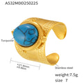 Kiarah Statement Gemstone Ring - Gold Turquoise Ring [P8L2GRM2]