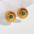 Adeena Retro Zircon Stud Earrings - Green Zircon [MU4QB4SY]
