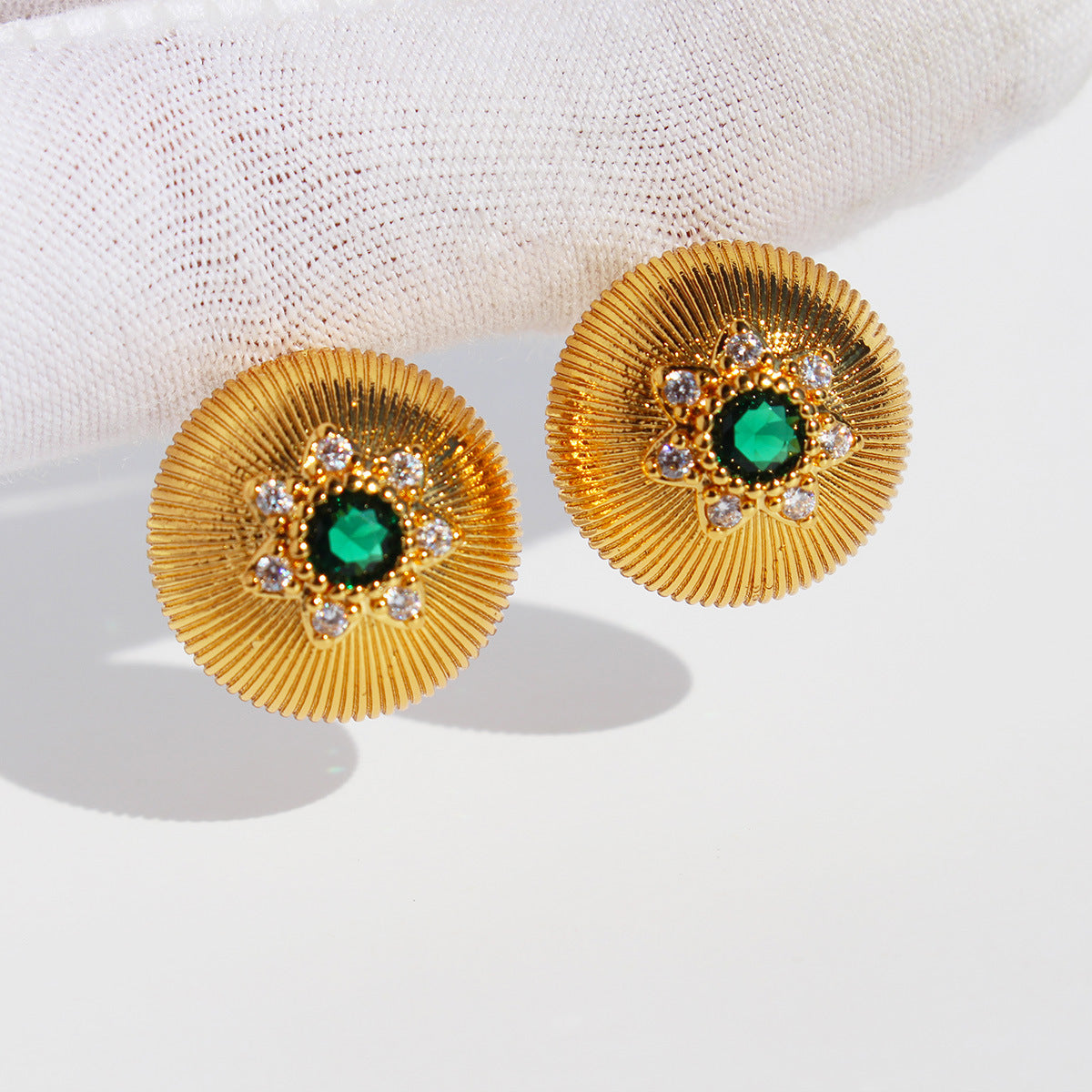 Adeena Retro Zircon Stud Earrings - Green Zircon [MU4QB4SY]