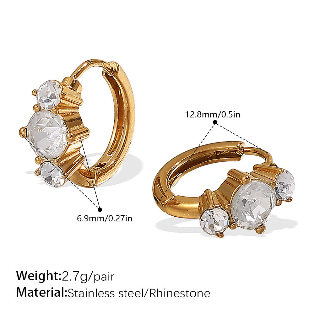 Britain Delicate Zircon Hoops - White Zircon Gold Hoop (Style 2) [2PGFE9FG]