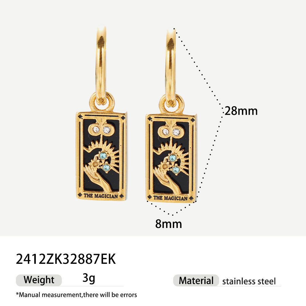 Sama Enamel Tarot Drop Earrings - Style 4 [OLLI13QA]