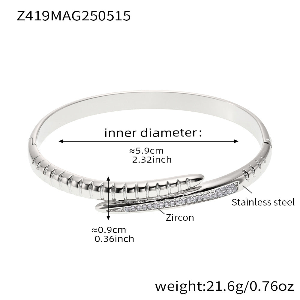 Chloey Zircon Snake Buckle Bracelet - Steel with White Zircon [KHWWSOXG]