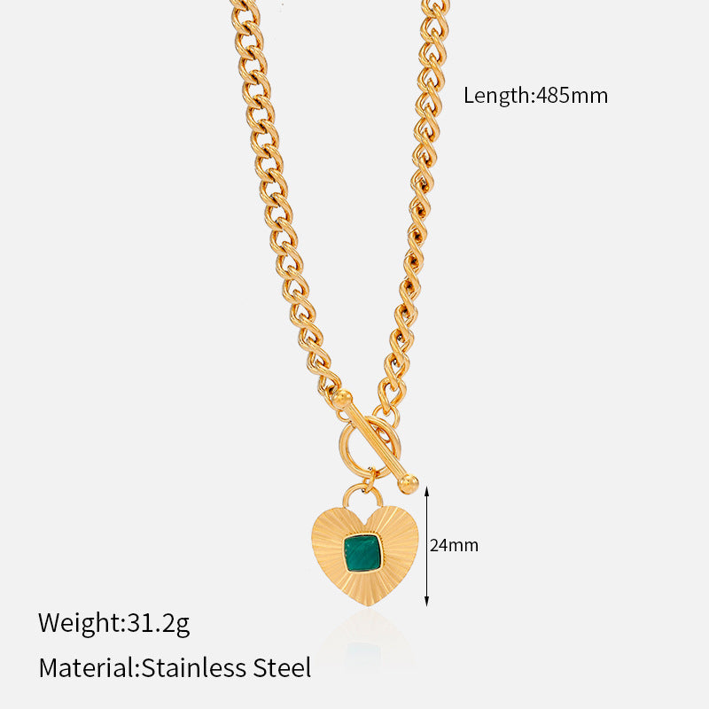 Joseline Emerald Geometric Necklace - Heart Style 09 [HV3BZ0CO]