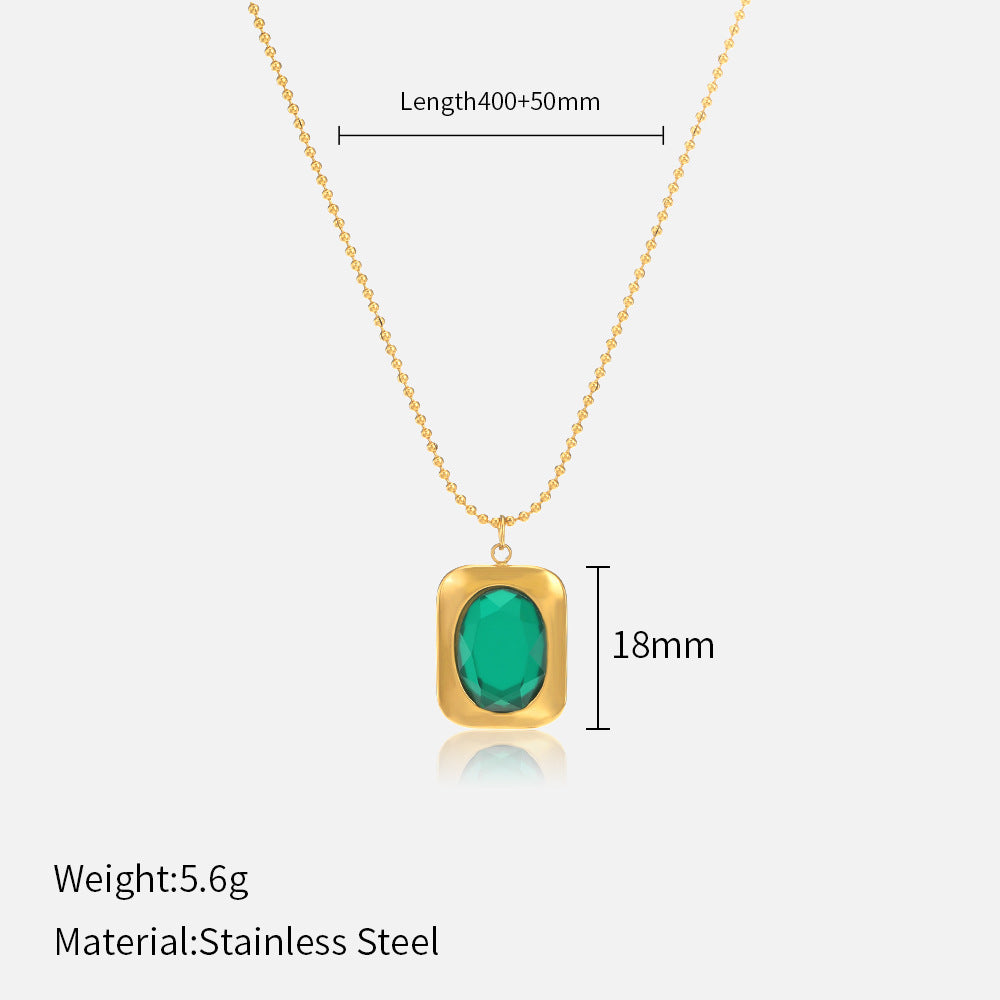 Joseline Emerald Geometric Necklace - Emerald Style 02 [RVTEF1XK]