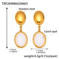 Asia Faceted Opal Gold Jewelry Set - Gold White Opal Earrings [S5PZWKBK]