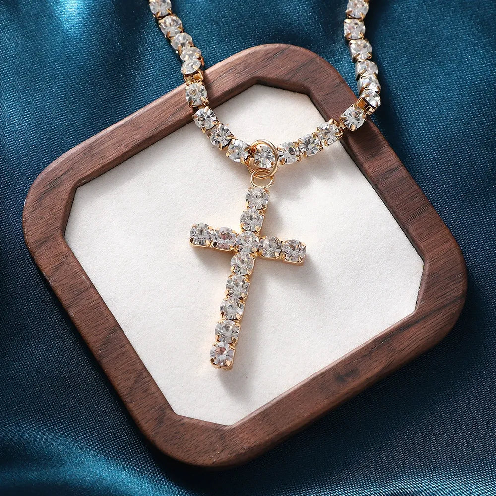 Devan Crystal Cross Necklace