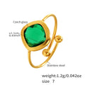 Analucia Colorful Sugar Cube Ring - Gold Green Glass Stone [5B3K78B6]