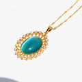 Aryah Iridescent Oval Necklace - Blue [LGJW1LB1]