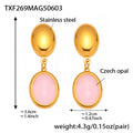 Asia Faceted Opal Gold Jewelry Set - Gold Pink Opal Earrings [E1GXFAV7]