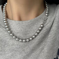 Perl Zircon Pearl Necklace - Full Zircon Clasp Style [K0AN0S7X]