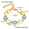 Navaeh Dainty Gemstone Anklet - Oval Blue Stone [IZCLF97M]