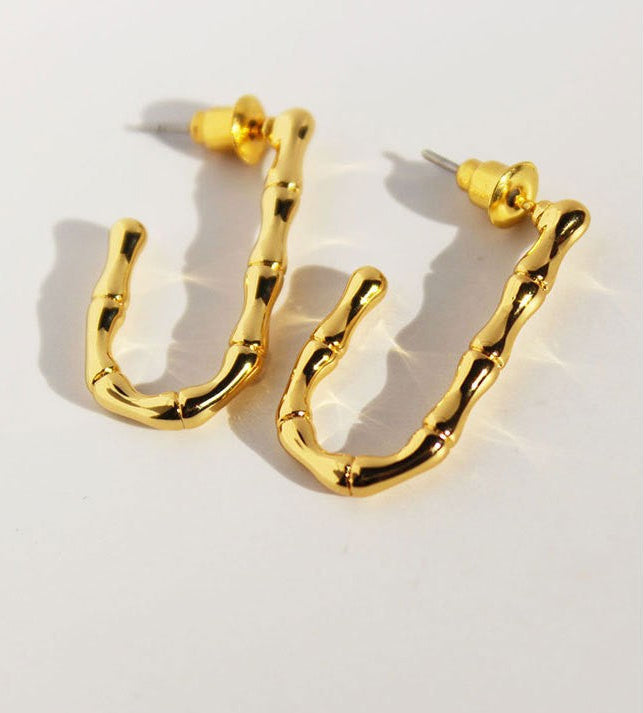 Emilly Bamboo U-Shaped Earrings - Style 1 [AG6HSXTN]