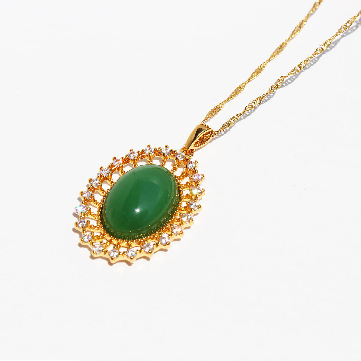 Aryah Iridescent Oval Necklace - Green [7D7565FR]