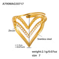 Andee Zircon Stacked Ring - Gold Hollow Heart Ring [6E5PBYM9]
