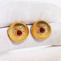 Adeena Retro Zircon Stud Earrings - Red Zircon [UFCDCQTR]